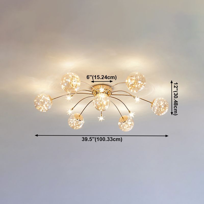 Plafonnier LED de forme radiale, montage encastré en fer moderne pour salon et chambre à coucher