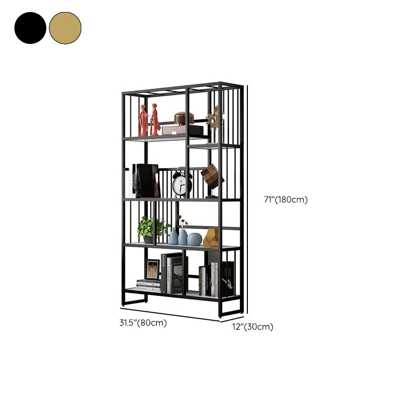 Metal and Wooden Shelf Bookcase Vertical Open Bookshelf with Shelves