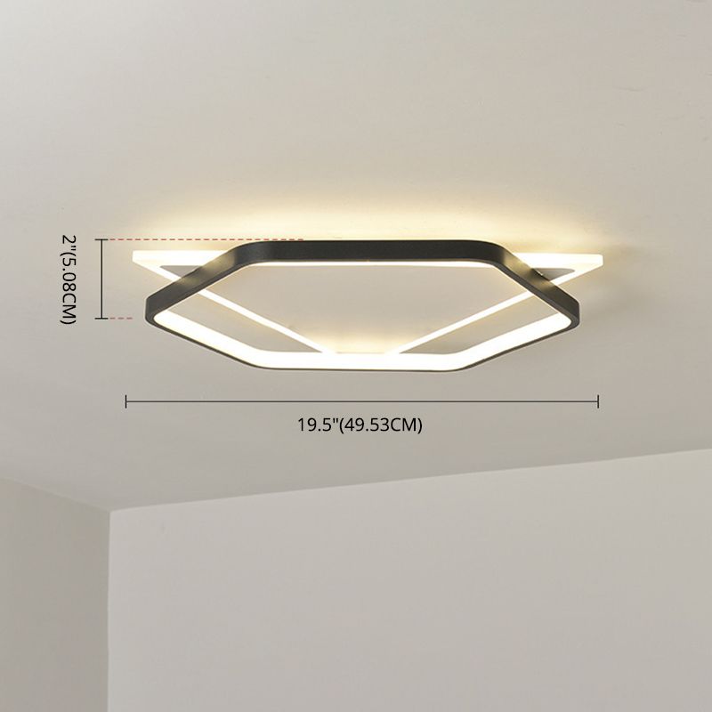 Acrylic Geometrical Flush Mount Light Fixture Modern Style LED Black-White Ceiling Lighting
