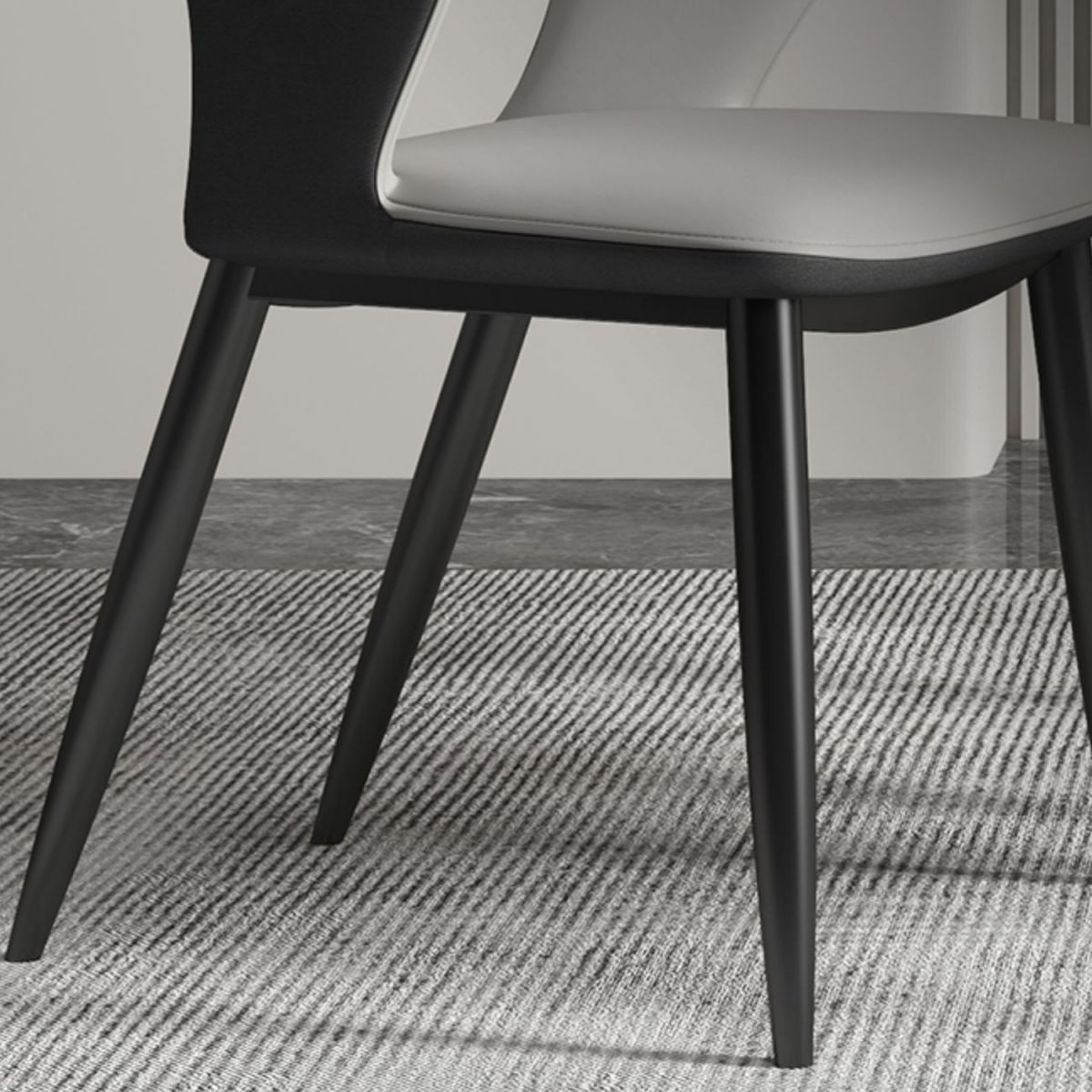 Silla de comedor contemporánea con respaldo abierto curvado de cuero con acabado mate