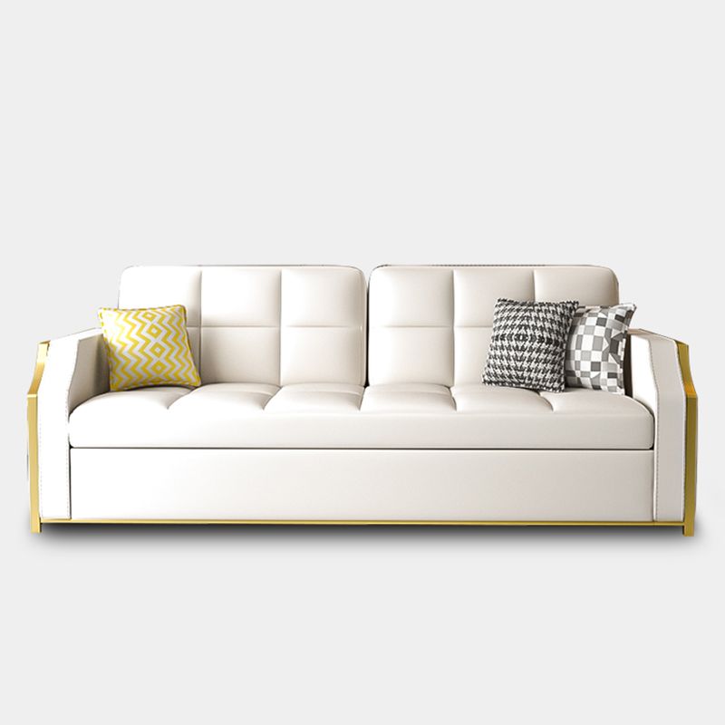 White Bonded Leather Sleeper Sofa Water Resistant Convertible Sofas with Storage