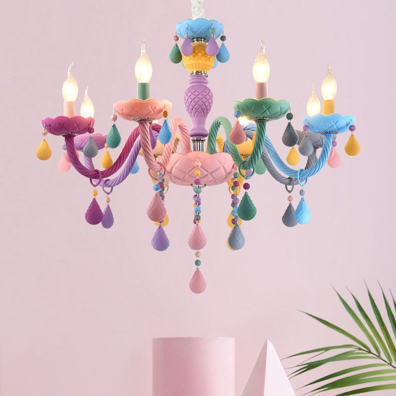 Moderne macaron kaarsenkroonluchter hanger licht metaalhangende hanglampen voor restaurant