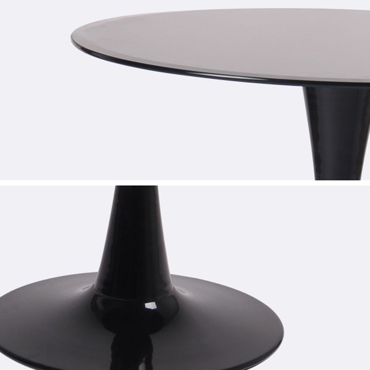 Contemporary Style Home Tempered Glass Dining Table Round Shape Table with Pedestal Base