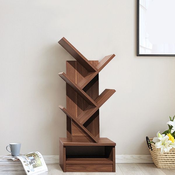 Modern Closed Back Bookshelf Manufactured Wood Vertical Bookcase for Home