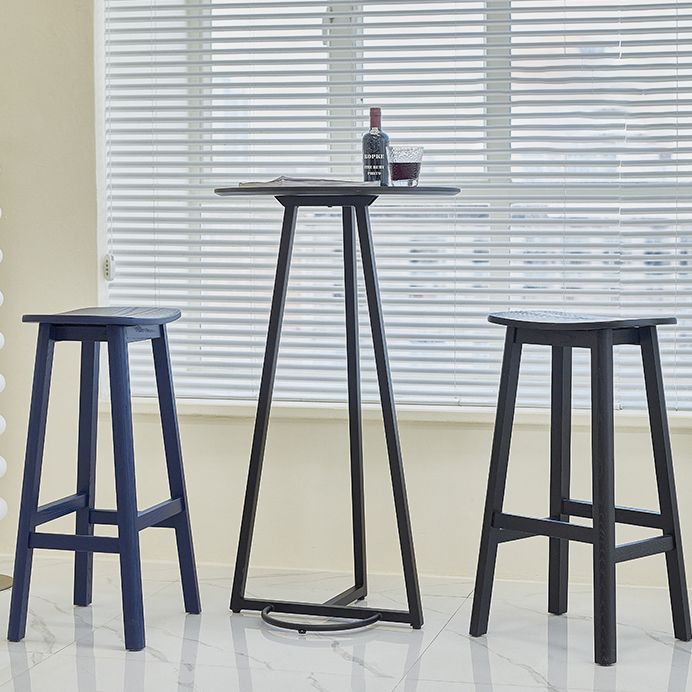 Industrial Style Bar-height Ash Solid Wood Backless Bar Stool