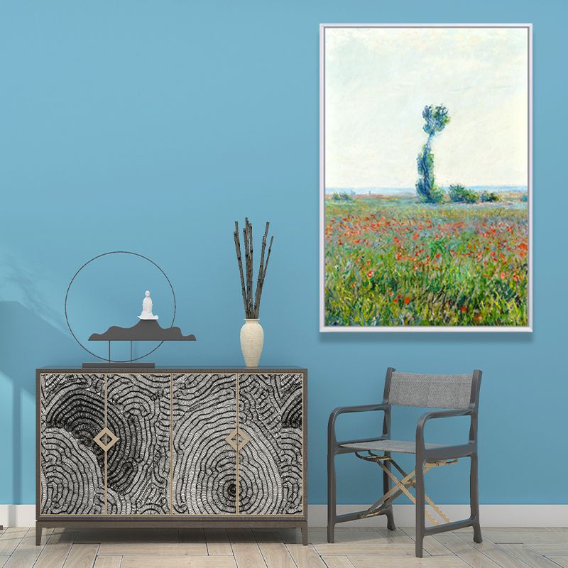 Canvas Green Art Print Farmhouse Monet Blooming Flower Field Painting Wall Decor