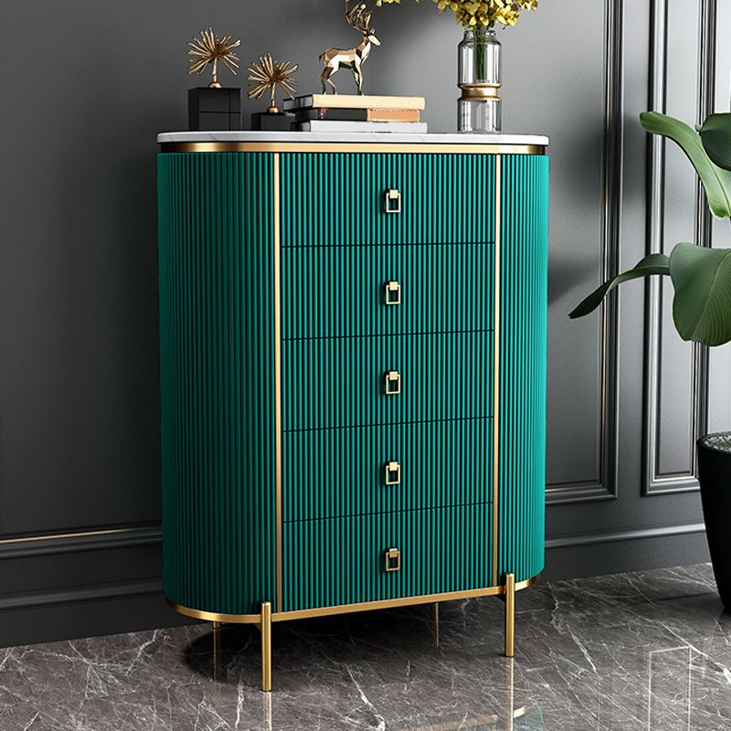 Glam Chest Bedroom Stone Vertical Storage Chest with Drawers