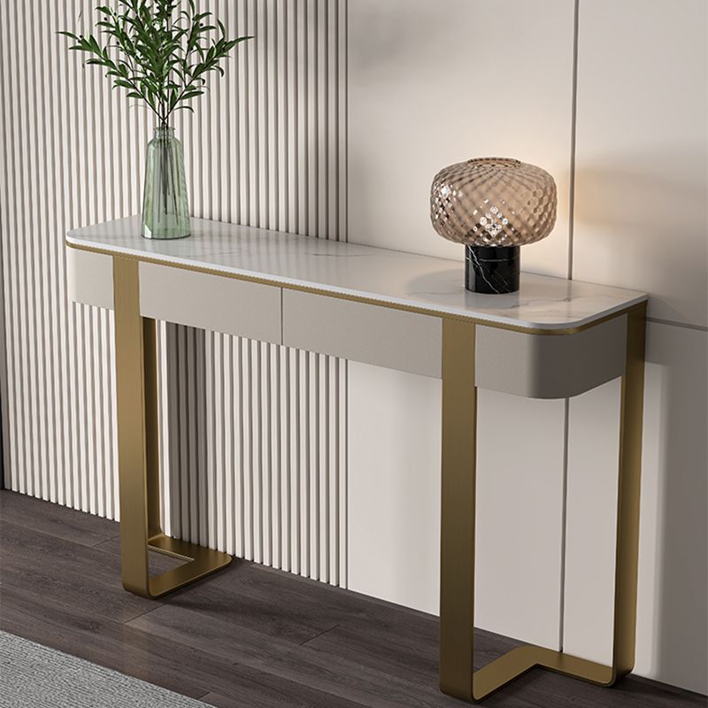 Modern Stone Accent Table Stain Resistant 33.46" Tall Console Table