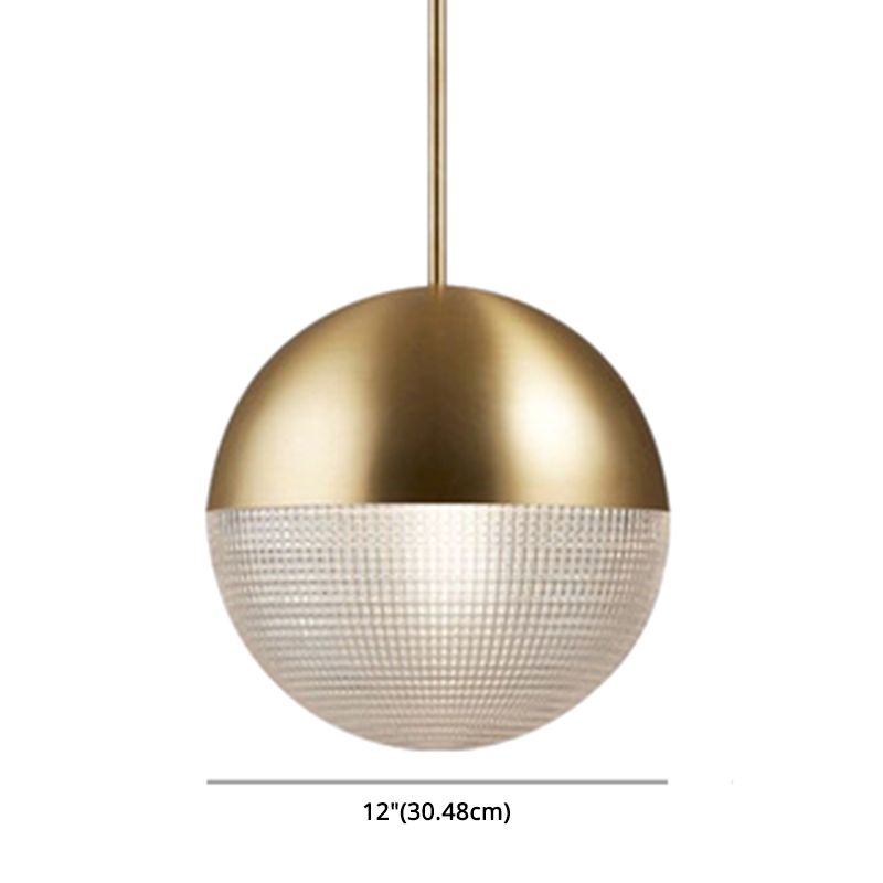Modern Style Hemispherical Glass Hanging Light Frosted Metal Lamp Body 1-light Pendant Light for Aisle Bar
