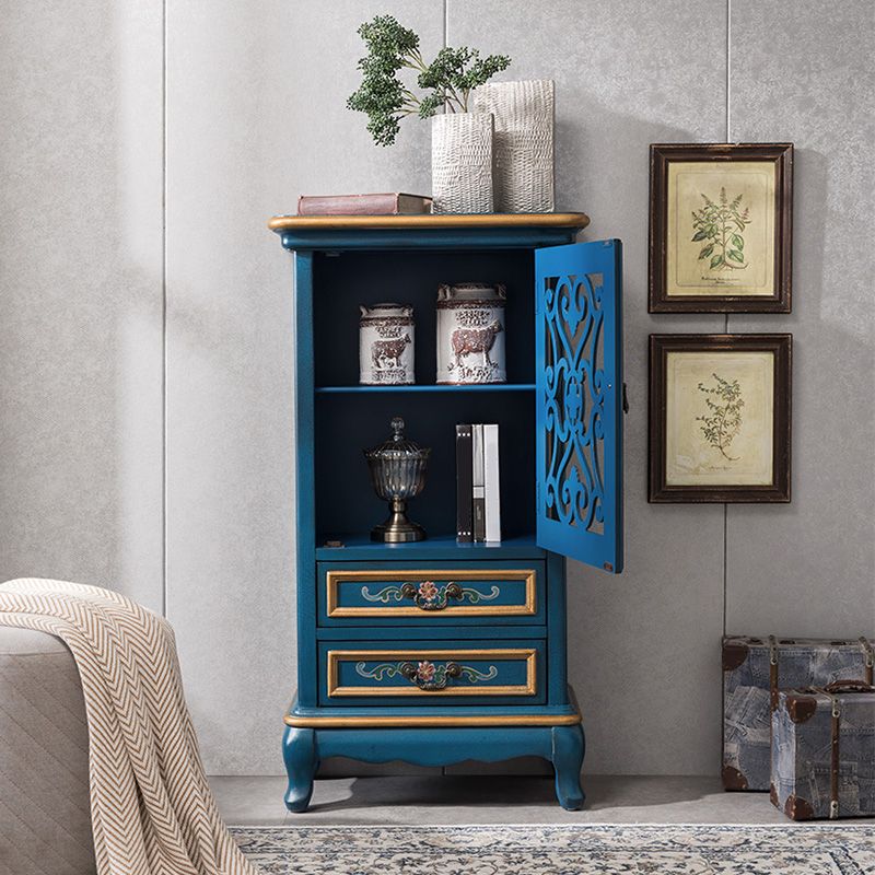 47. 2" Tall Distressed Wood Side Cabinet 2 - Drawer 1 - Door Storage Cabinet