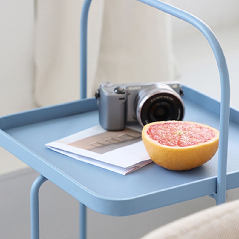 Square End Side Table X-base End Table with Shelves and Tray Top