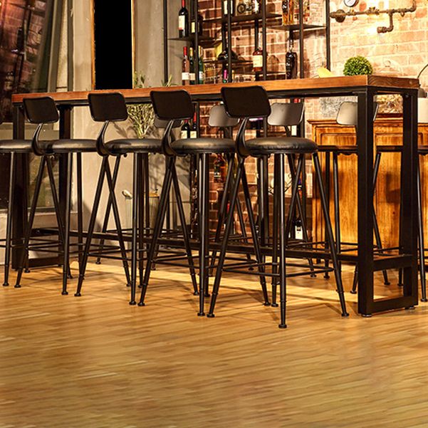 Natural Wood Top Bar Table Rectangle Industrial Footrest Indoor Bar Dining Table