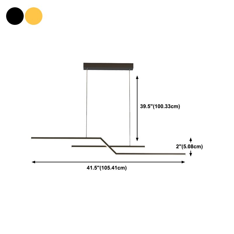Metal Linear Shape Chandelier Light Modern Style 2 Lights Chandelier Light Fixture