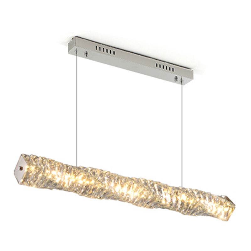 LED Long Linear Crystal Island Lamp Nordic Modern Modern Dining Salle Hanging Light