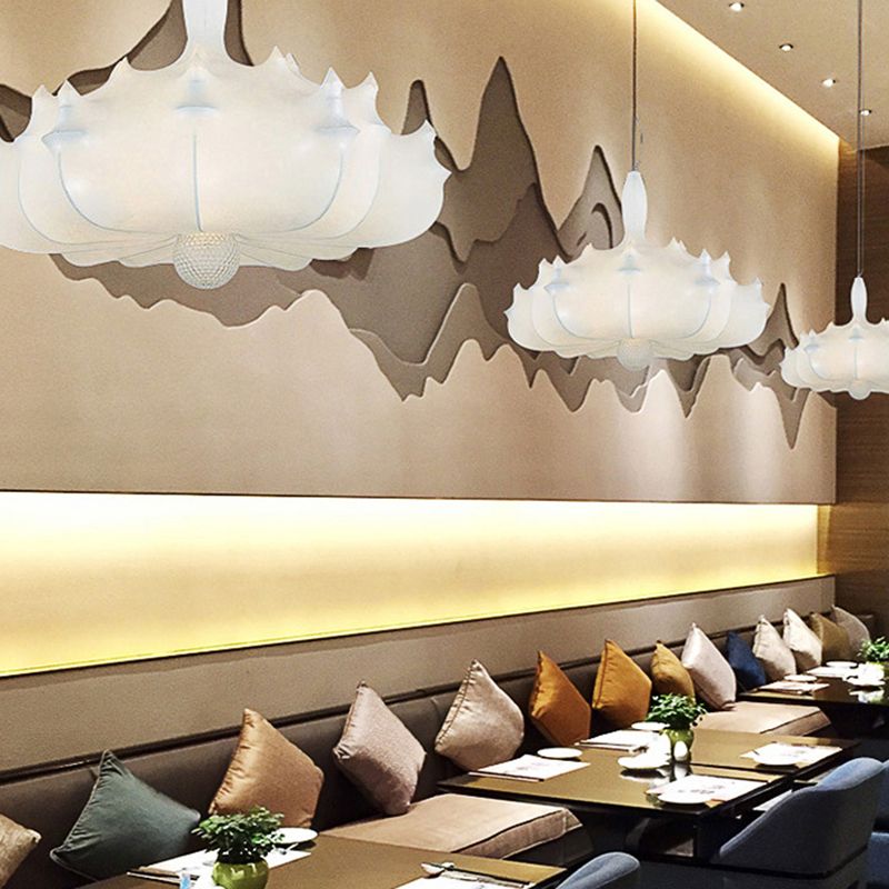 Contemporary Creative Silk Chandelier Light Fixture Drawing Room Coffee Shop Hanging Lamp