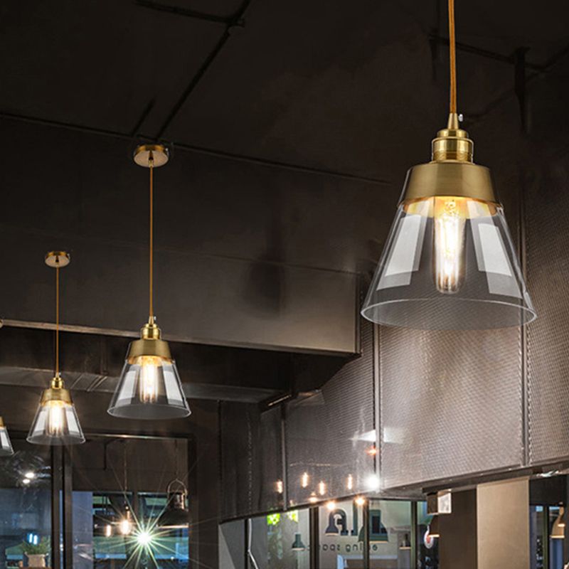 Gold Conical/Hoop/Grenade Hanging Lamp Postmodern 1-licht metaal/helder glazen ophangingshanger voor restaurant