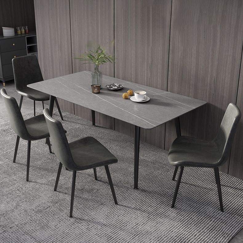Industrial Style Sintered Stone Dining Table Rectangle Table with 4 Legs for Dinning Room