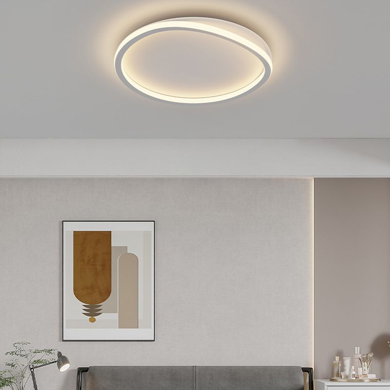 Metal Geometric Flush Mount Fixture Modern 1 Light Flush Light Fixture in White