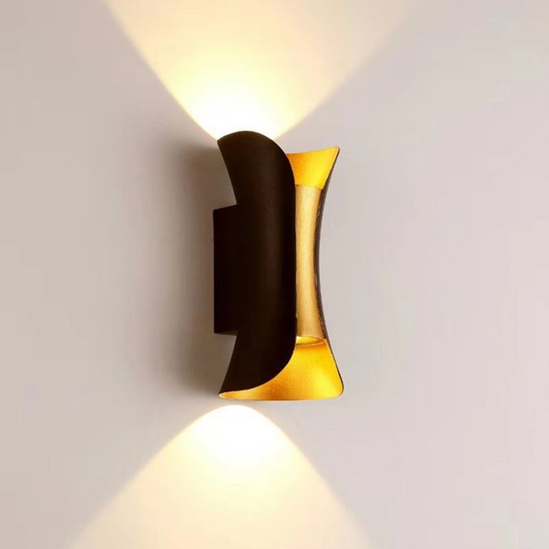 Unique Shade Metal Wall Sconce Modern Style 2- Lights Wall Mounted Light in Black