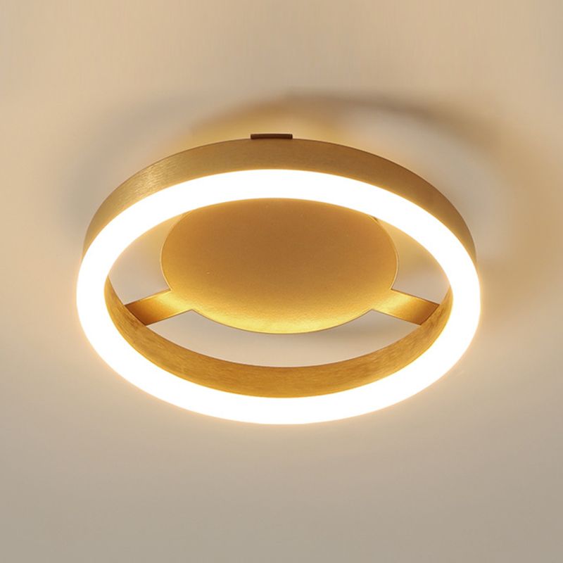 Metal Geometric Shape Flush Mount Light Modern-Style 1 Light Flush Ceiling Light in Gold