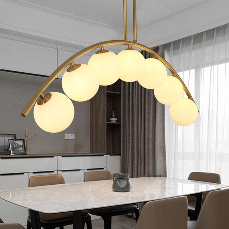Modern Style Global Shape Island Lights Glass 3/7/9 Lights Pendant Light in Gold