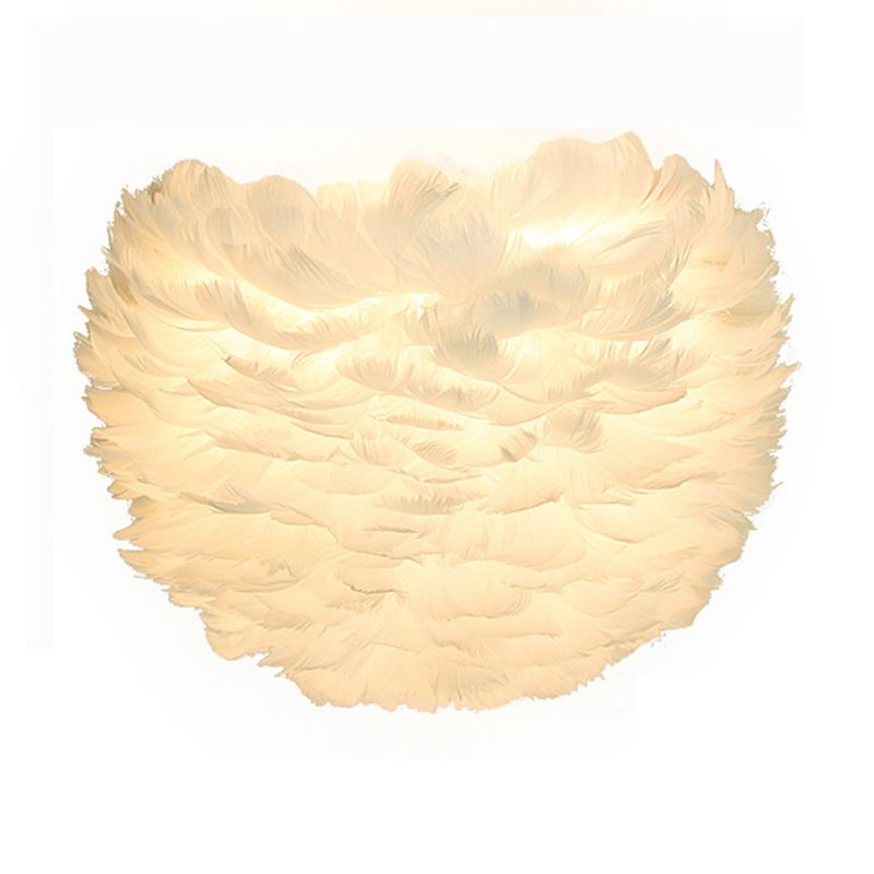 Romantic Feather Wall Mount Lamp Modern Cosy Wall Sconce Lighting for Bedroom