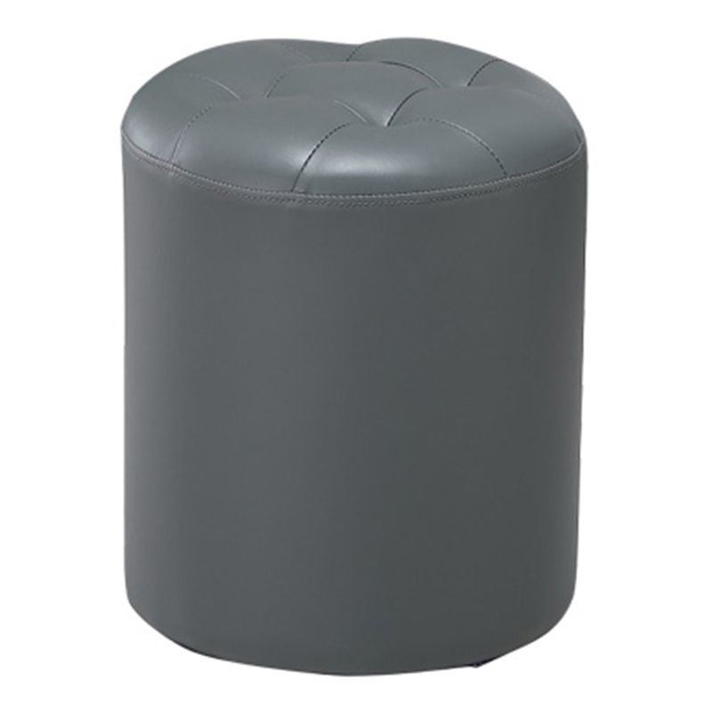 Modern Pouf Ottoman Genuine Leather Upholstered Tufted Stain Resistant Solid Color Ottoman