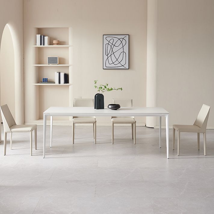 Modern 1/4/5/7 Pieces Furniture Rectangle Sintered Stone Dining Set in White