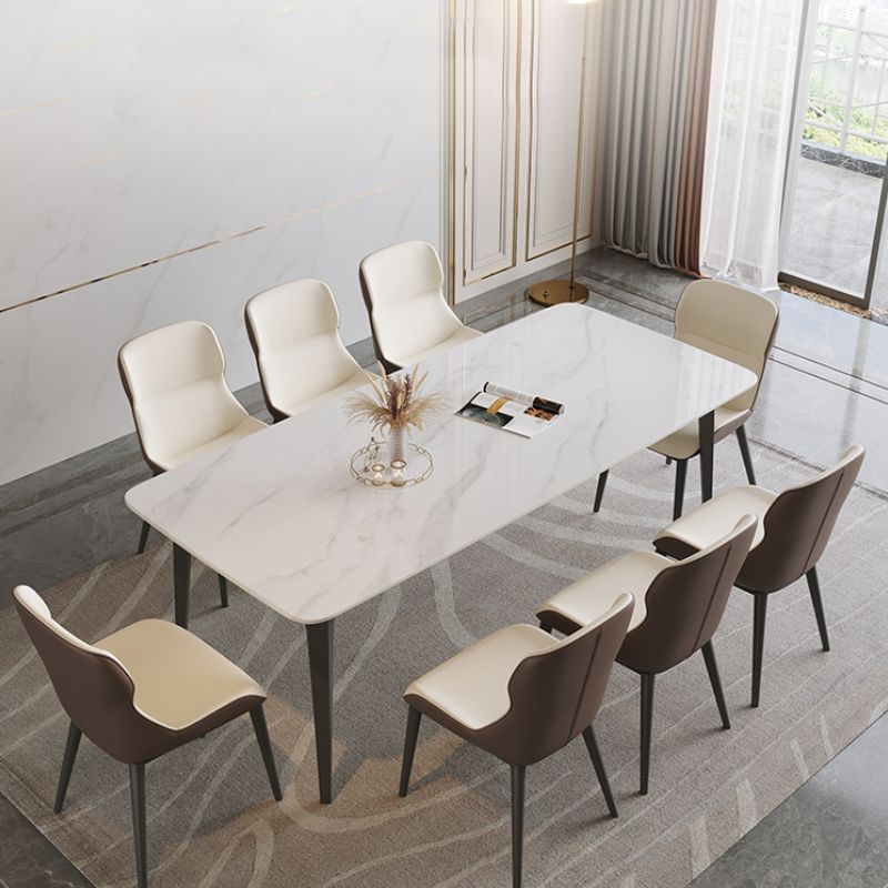 Modern Armless Dining Chairs Faux Leather Wingback Dining Side Chair