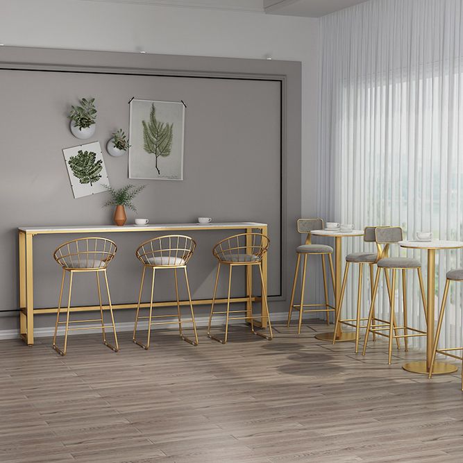 42-inch Height Cocktail Bar Table Glam Style Stone Top Bar Table for Living Room