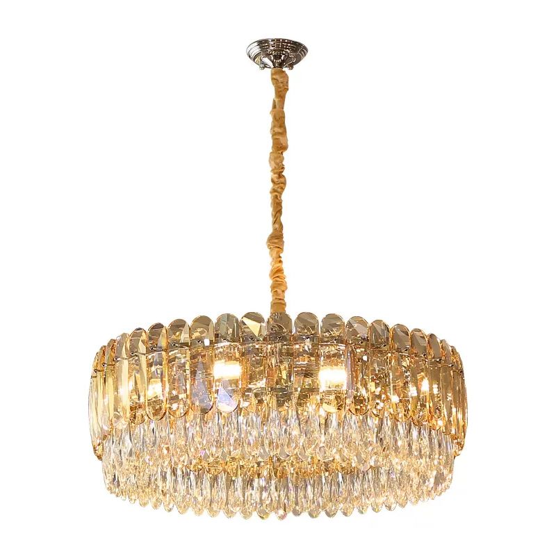 Silver 6/10 Heads Suspension Light Modern Crystal Round Chandelier Luz colgante para dormitorio