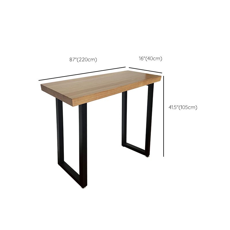 Industrial Rectangle Bar Height Table Solid Wood Bar Table with Double Pedestal Base