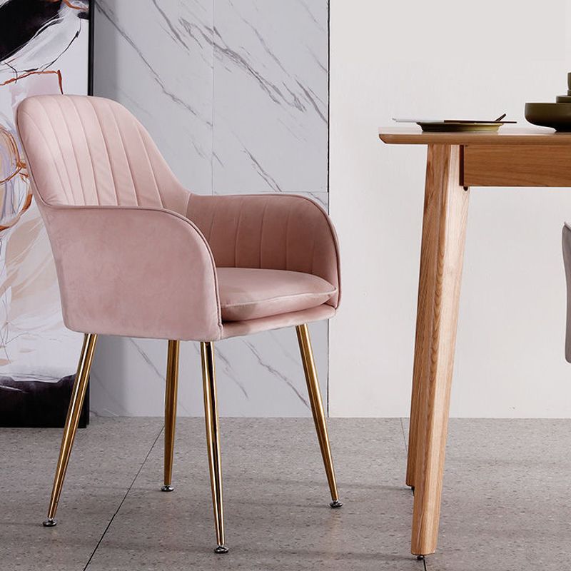 Modern Style Cloth Overturning Armrest Fixed Backrest Metal Arm Chair