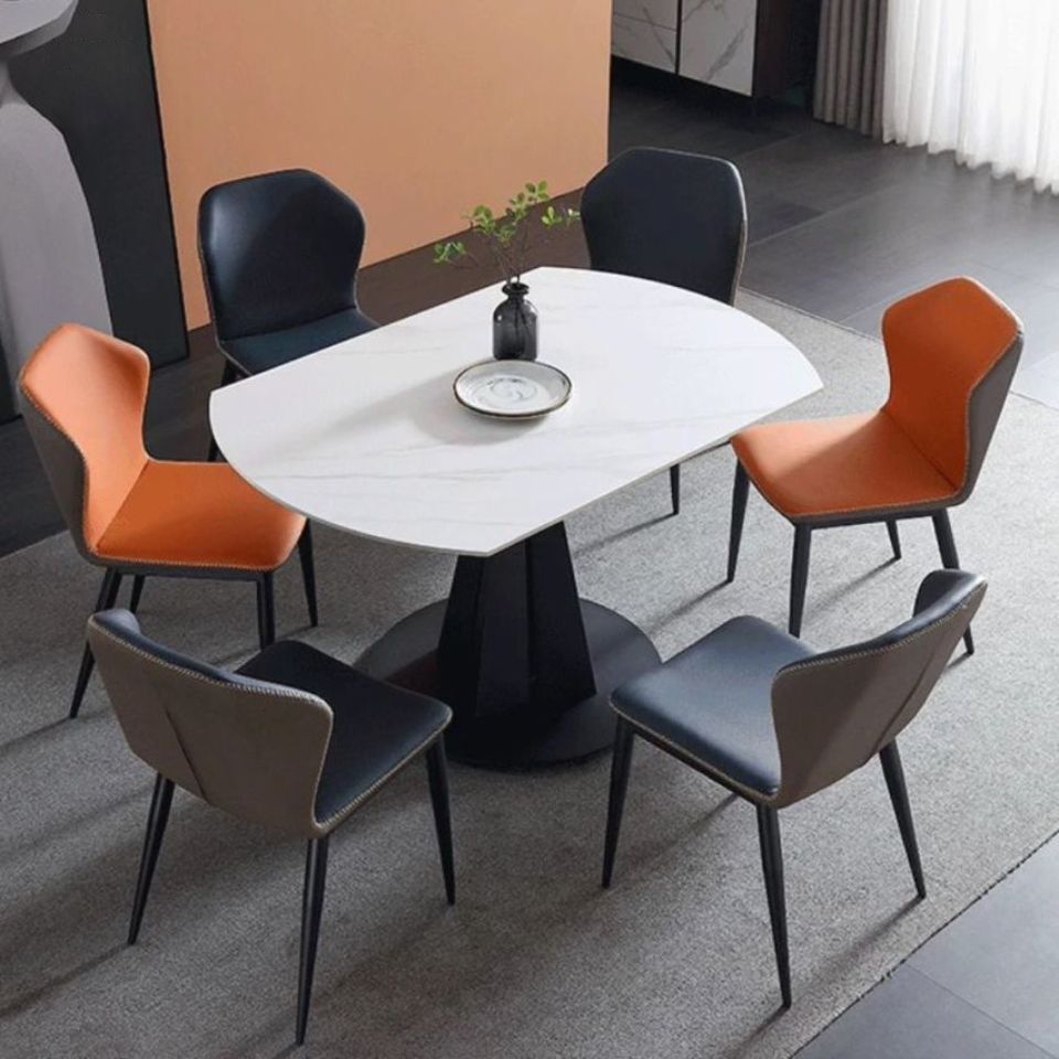Modern Style Extendable Table Pedestal Dining Table for Kitchen