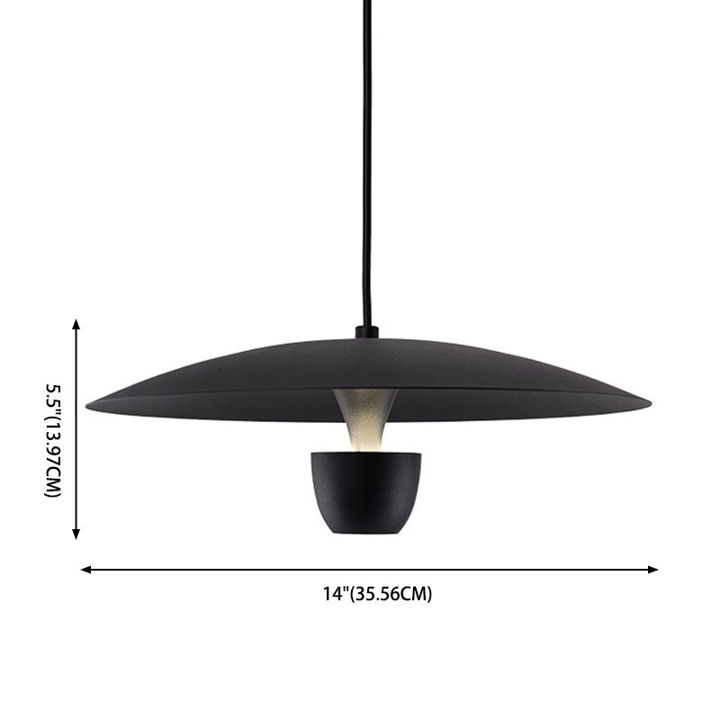 Noordse moderne creatieve metalen hanglampje Zwart vliegende schotel LED -ophanging Licht voor slaapkamer