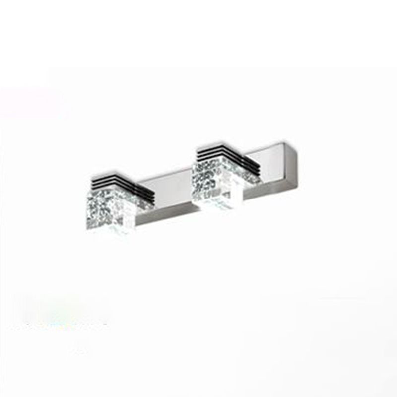 Vanité en acier inoxydable Vanité Sconce Bubble Crystal Block Vanité Lumière Au-dessus du miroir pour la salle de bain