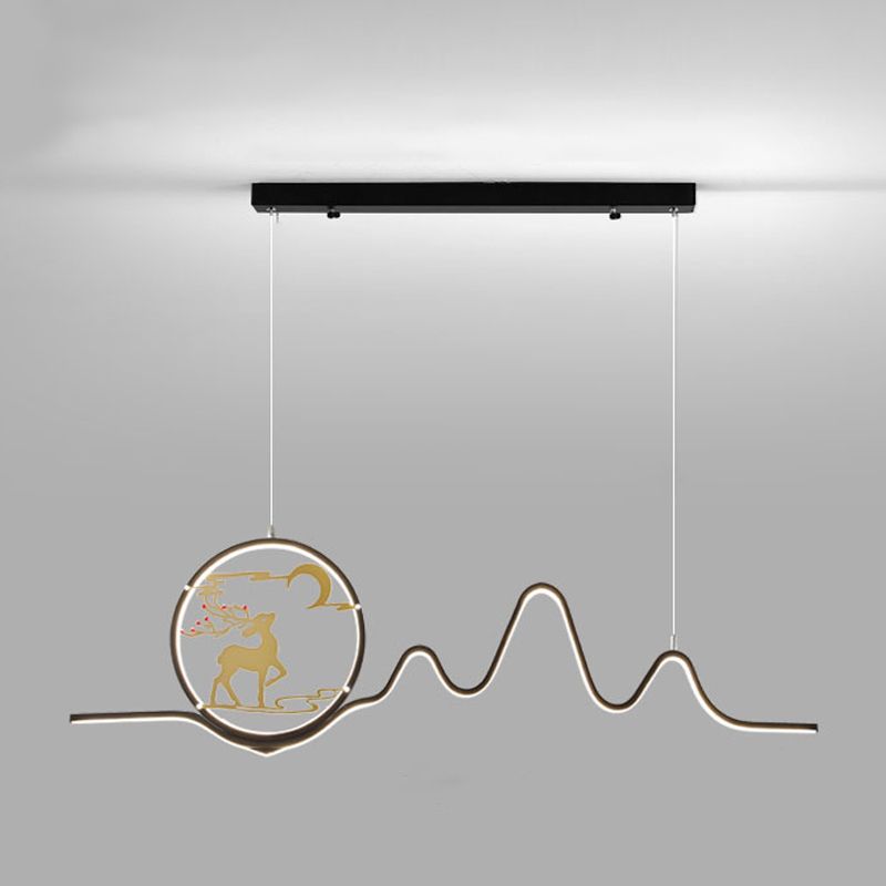 Linear Shape Island Lights Modern Style Metal Two Light Pendant Light Fixtures