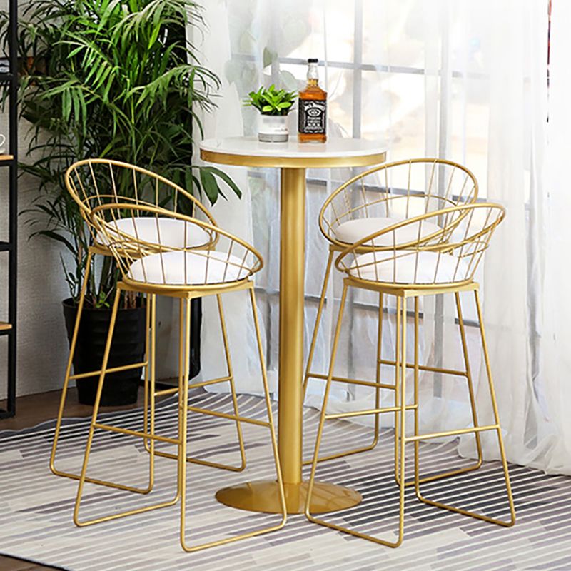 Glam Gold Iron Bar Table 21.6"W Round Top Marble Bistro Table for Breakroom
