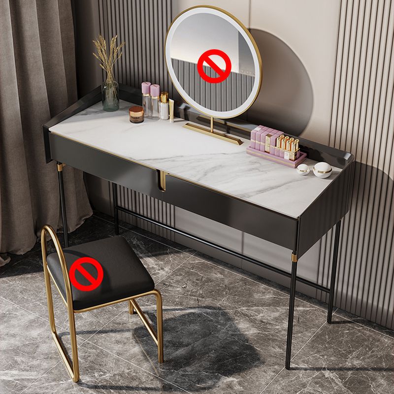 Modern Black Vanity Makeup Stone Top Dressing Table with Storage