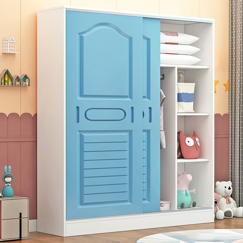 Wooden Wardrobe Armoire Contemporary Dress Up Unit with Doors