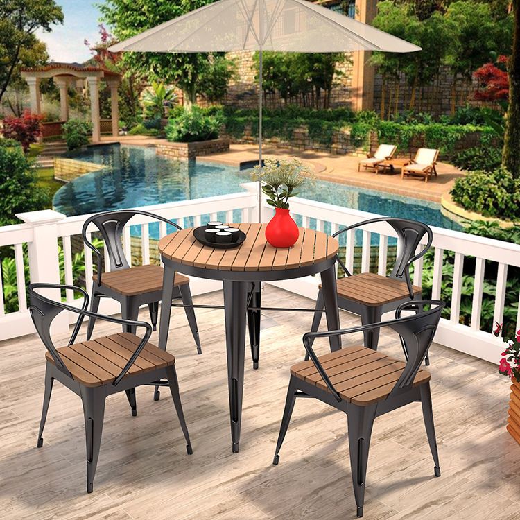 Contemporary Style 1/3/5 Pieces Metal Dining Set Reclaimed Wood Dining Table Set