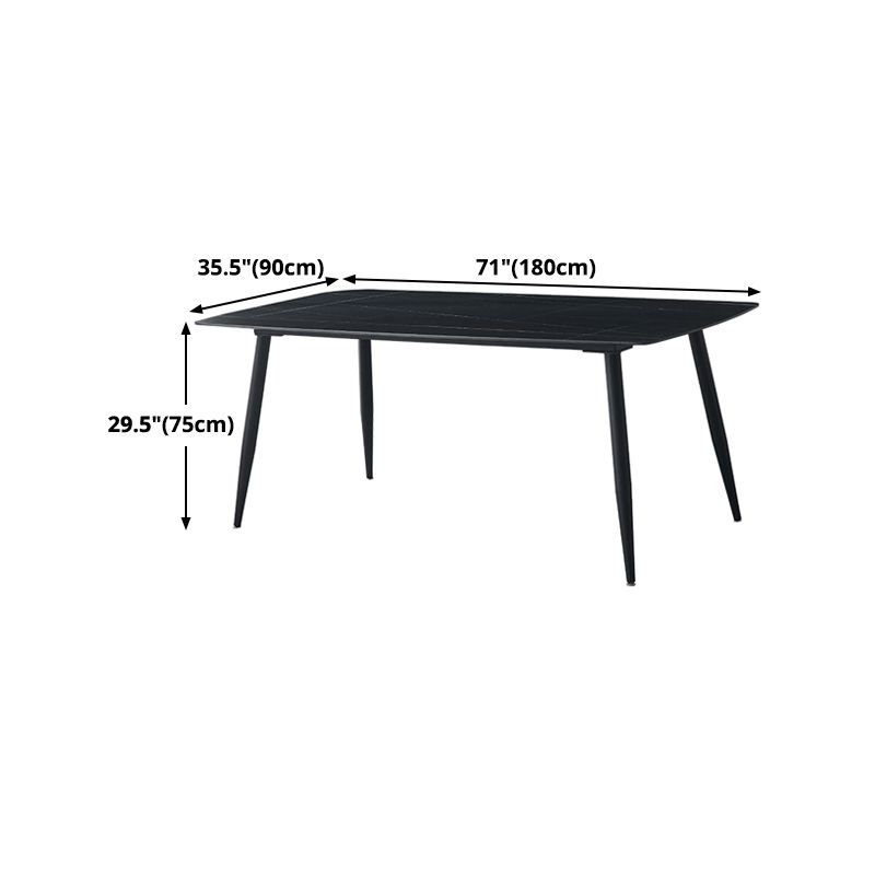 Metal Industrial Rectangle Dining Table Black Sintered Stone Top Table with 4 Legs