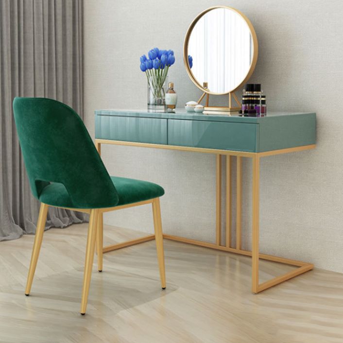 Glam 29.52" Height Green Wood Vanity Makeup Vanity with Drawers