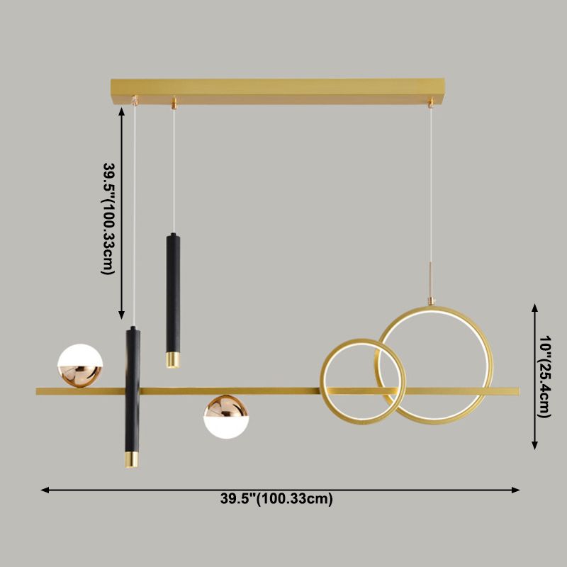 Multi Lights Metal Island Lighting Fixtures Modern Style Linear Chandelier Lighting