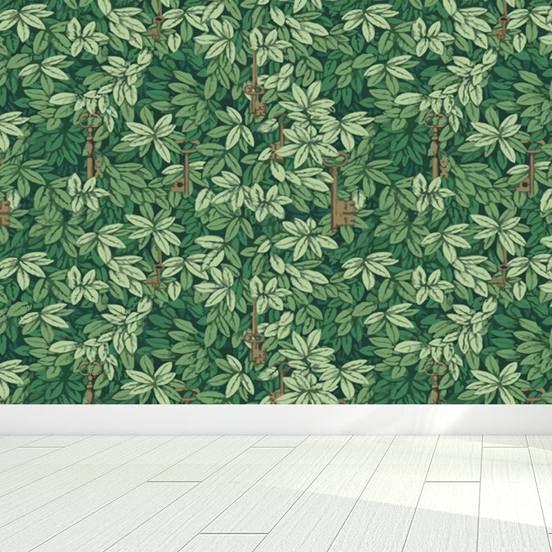 Non-Woven Ornamental Wall Mural Tropical Botanical Leaves Wall Covering, Personalised