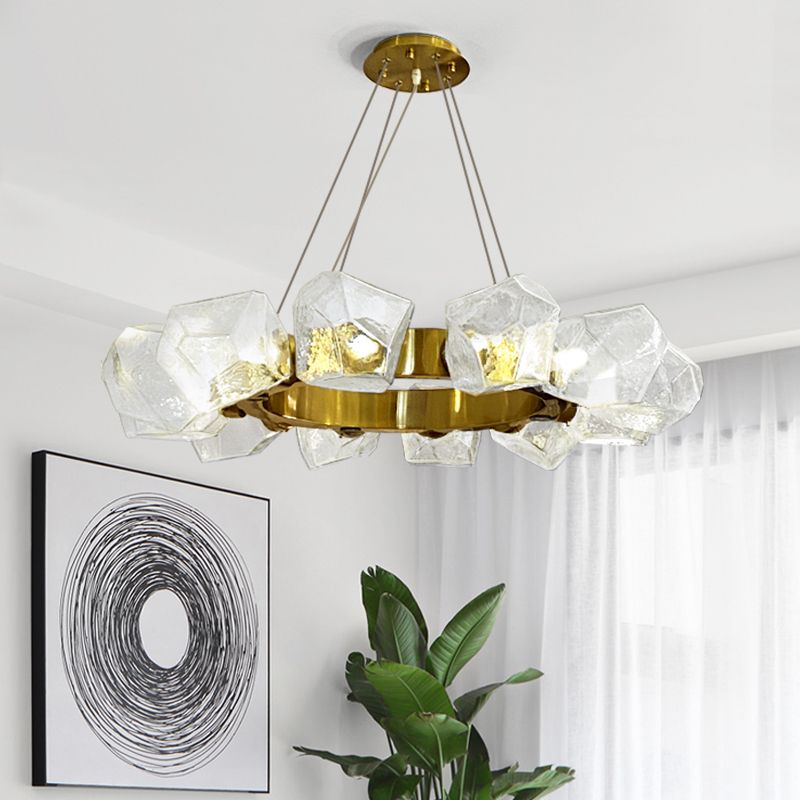 Estilo moderno 12 luces lámpara lámpara de lámpara forma irregular vidrio colgante luz