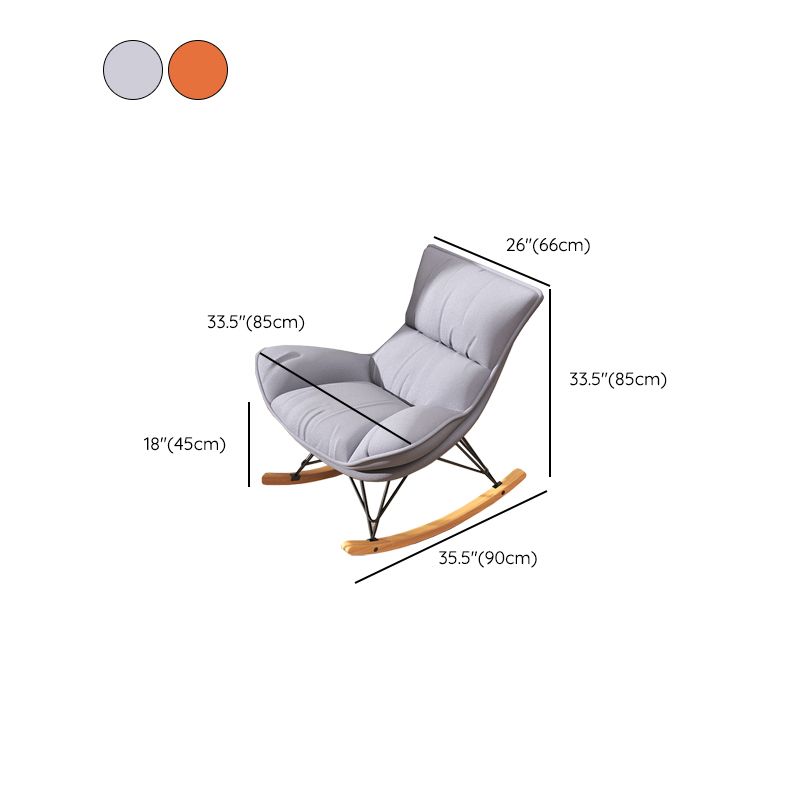 Contemporary Upholstered Rocker Chair Metal Frame Spindle Rocker Chair with Ottoman