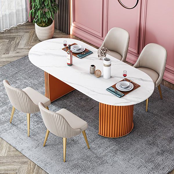 Oval Stone Dining Room Collection Traditional Luxury Home Furniture for Indoor