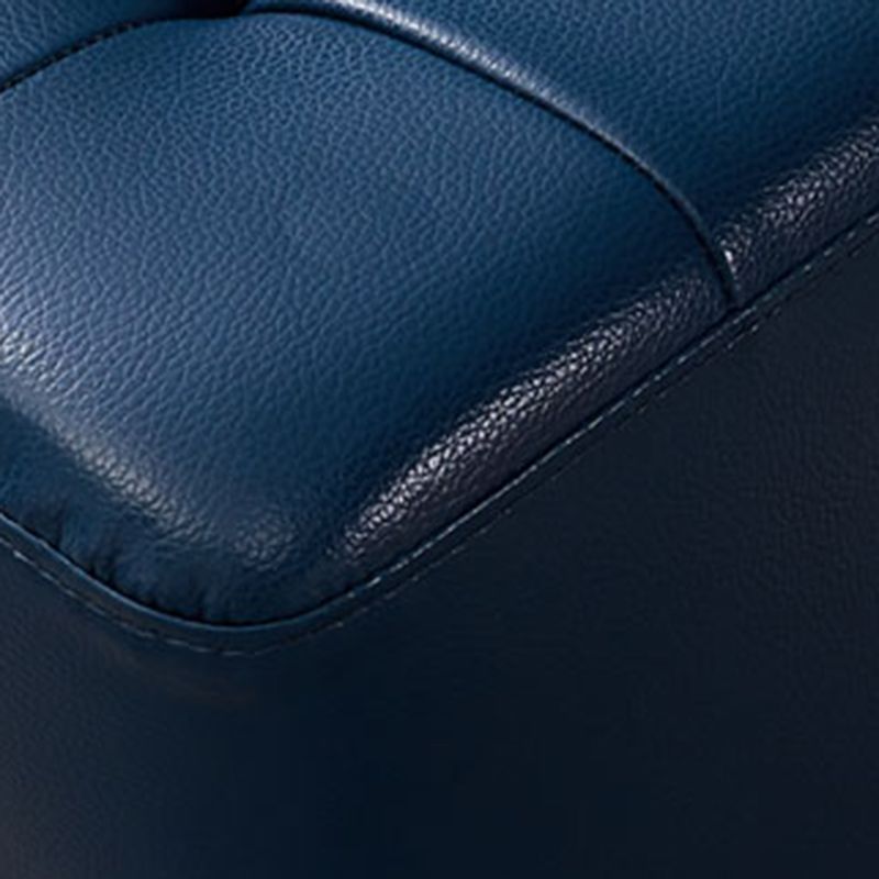 Modern Genuine Leather Ottoman Tufted Detail Square Stool Ottoman