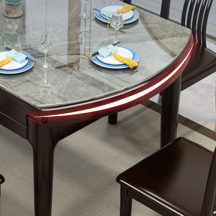 Table à manger de style luxe Table extensible à 4 pieds avec pierre frittée